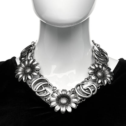 Gucci Sterling Silver Double G Flower Statement Necklace 2 of 4