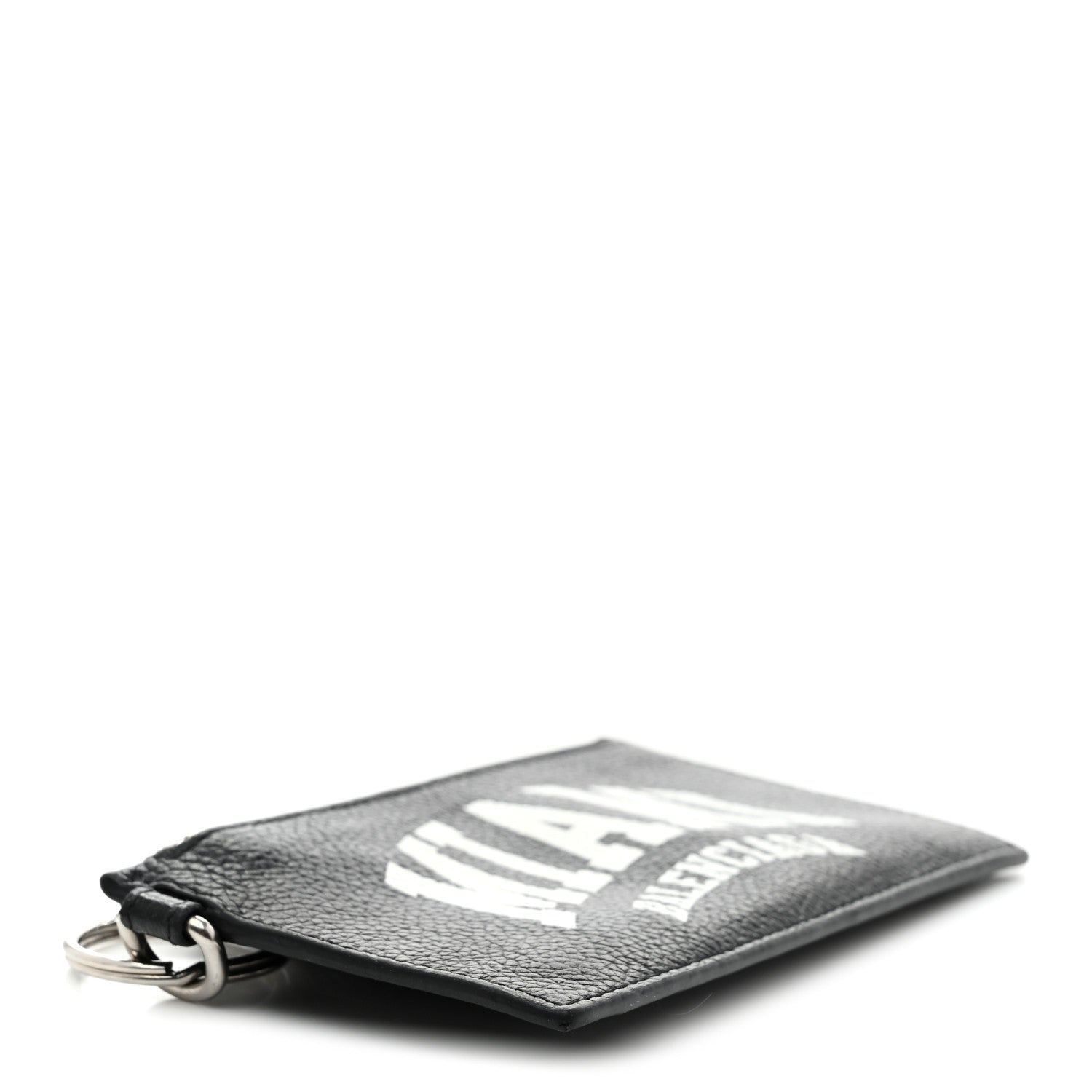Balenciaga Grained Calfskin Miami Logo Cash Coin Card Holder On Keychain Black 4 of 8