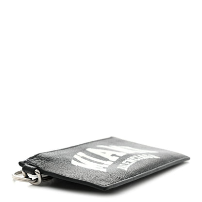 Balenciaga Grained Calfskin Miami Logo Cash Coin Card Holder On Keychain Black 4 of 8