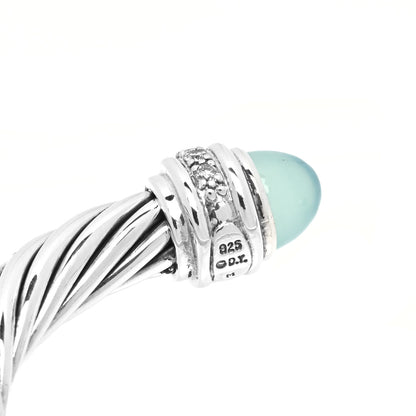 David Yurman Sterling Silver Diamond Blue Chalcedony 7mm Cable Classics Bracelet 4 of 4