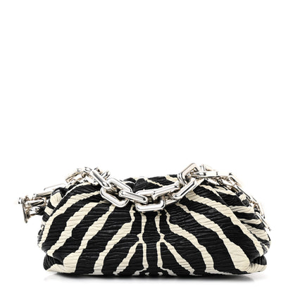 Bottega Veneta Nappa Zebra Print The Pouch Oversized Clutch White Black 1 of 10