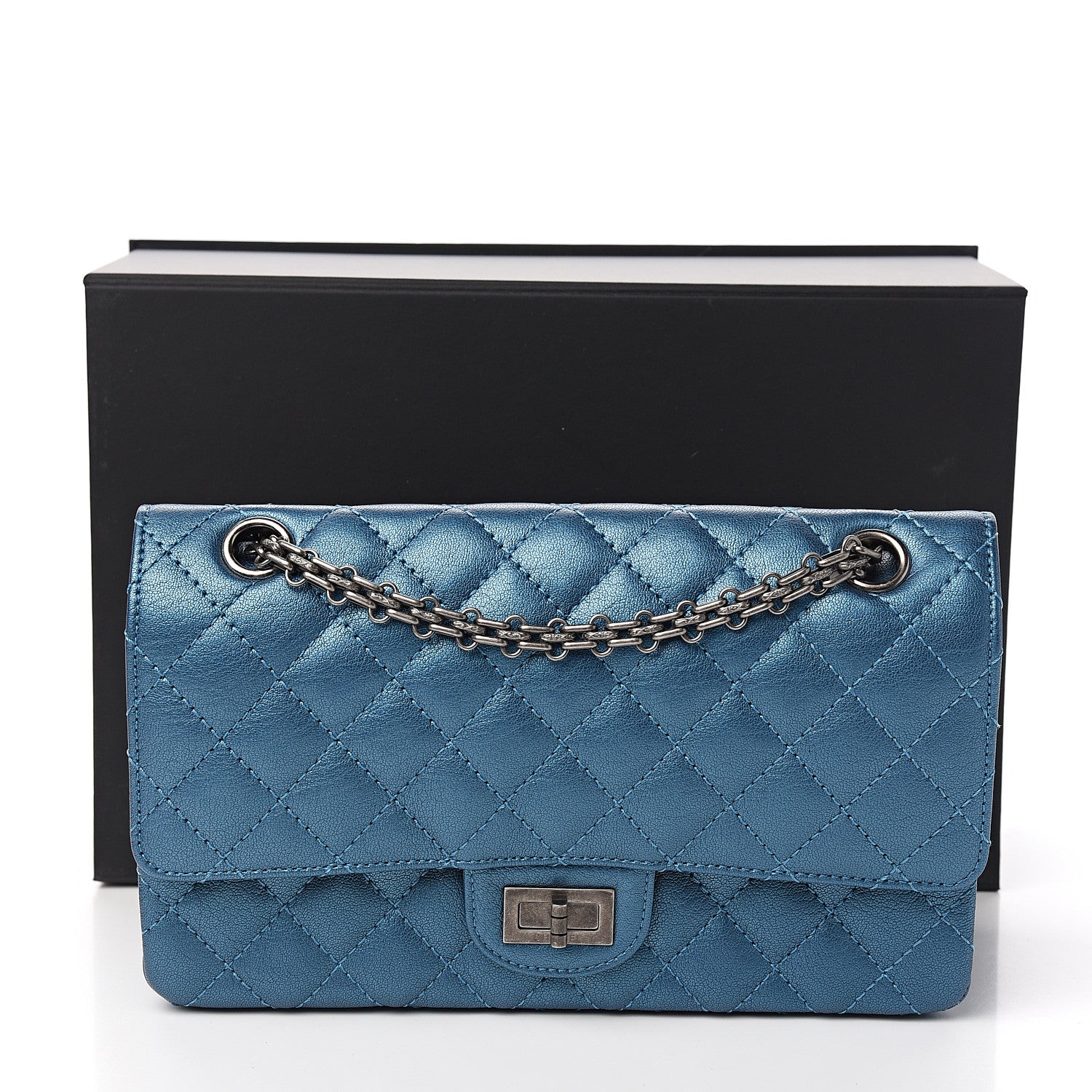 Chanel Metallic Sheepskin Quilted 2.55 Reissue 225 Flap Blue 10 of 10