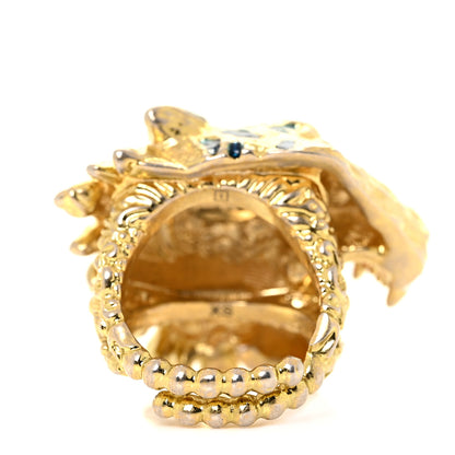 Gucci Metal Crystal Lion Head Ring XS Aged Gold Multicolor 5 of 6
