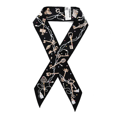 Hermes Silk Les Cles A Pois Twilly Black Beige Rose Multicolor 1 of 4