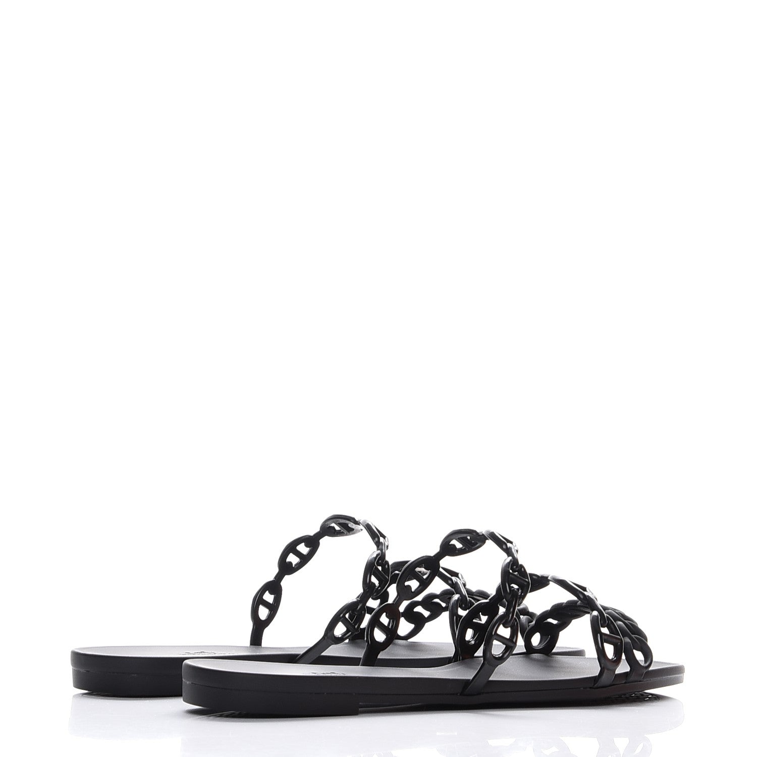 Hermes Rubber Chaine d'Ancre Rivage Sandals 37 Black 4 of 8