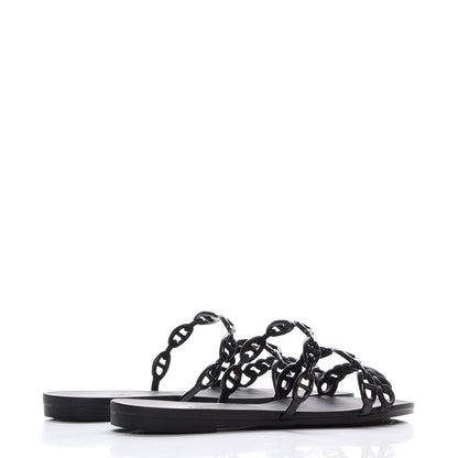 Hermes Rubber Chaine d'Ancre Rivage Sandals 37 Black 4 of 8