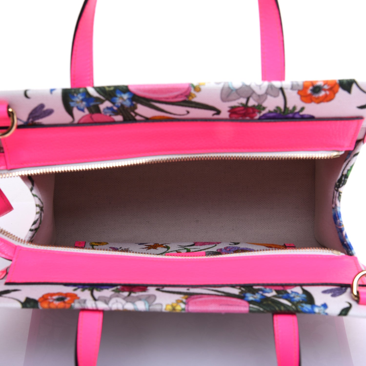 Gucci Canvas Medium Flora Tote Fuchsia 5 of 14
