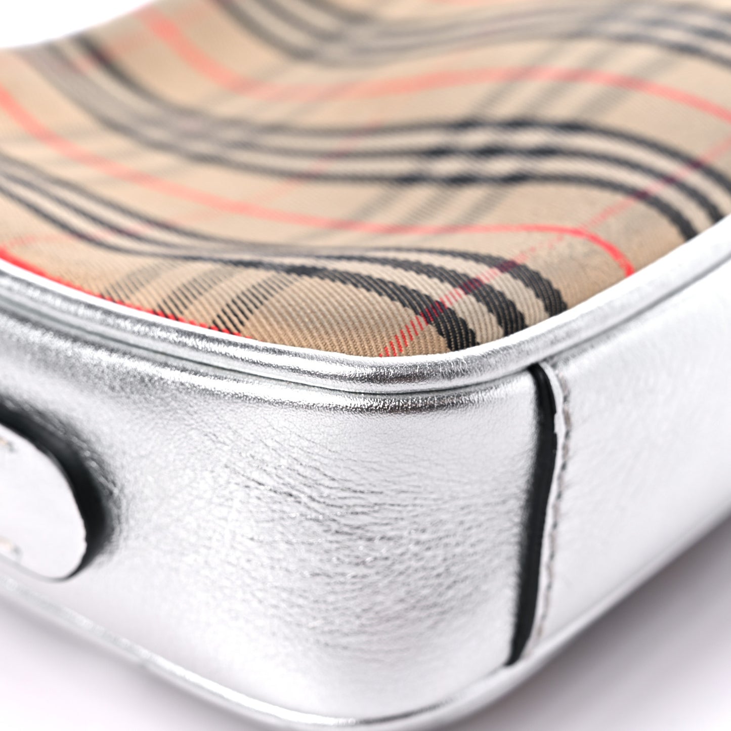 Smooth Calfskin 1983 Knight Check Link Camera Bag Silver