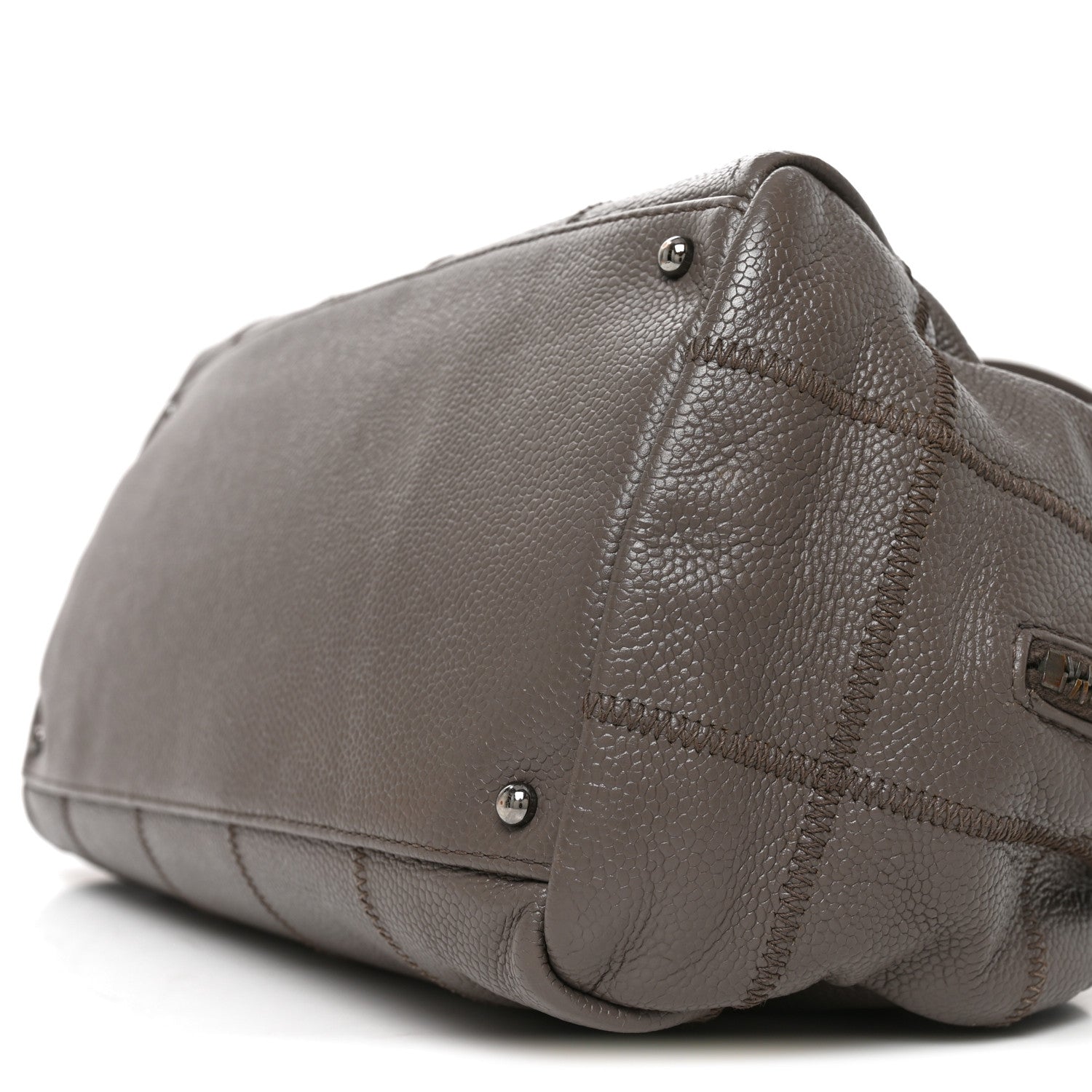 Chanel Caviar Square Stitched Bowler Grey 10 of 11