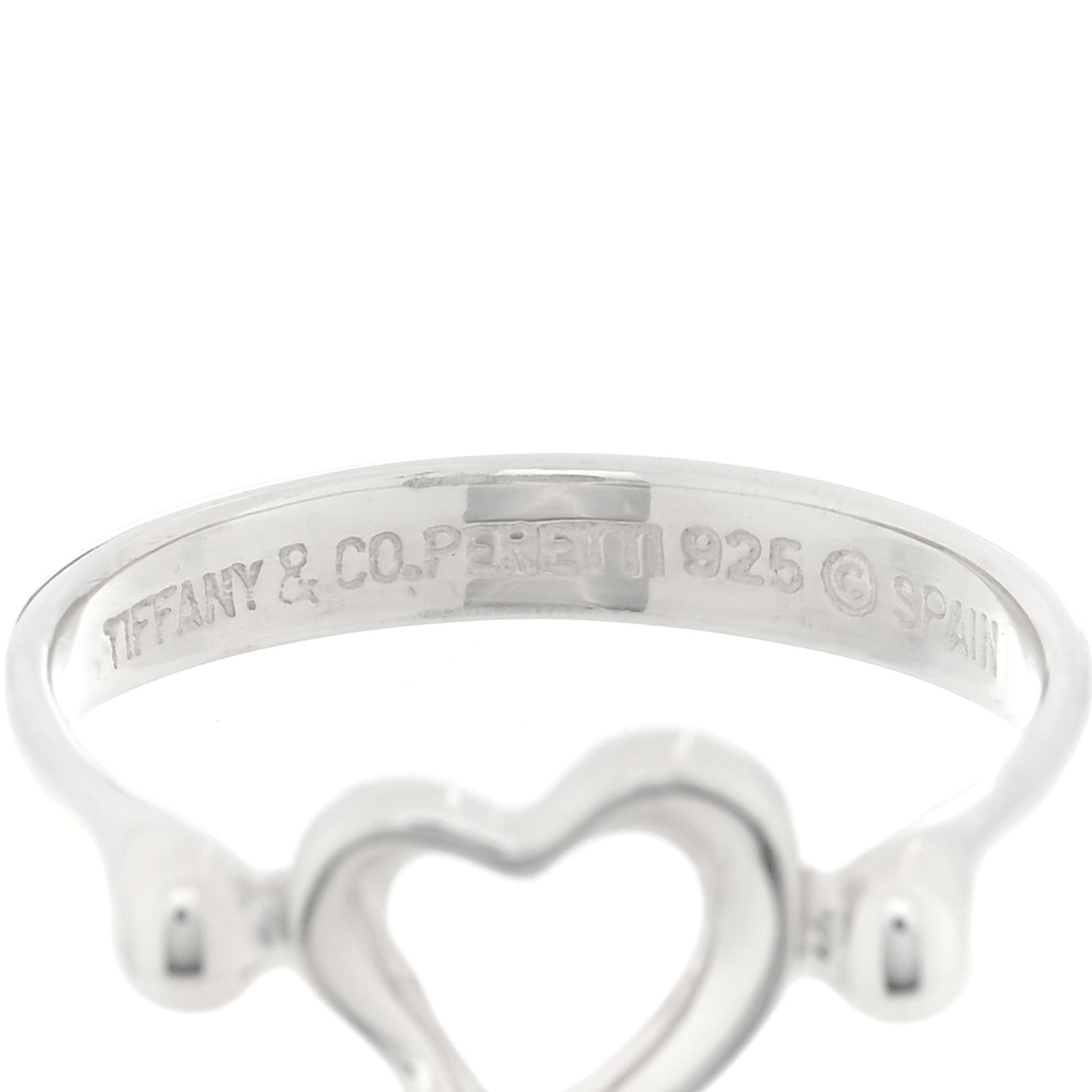 Tiffany Sterling Silver Elsa Peretti Open Heart Ring 54 6.75 4 of 5