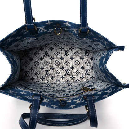 Louis Vuitton Monogram Jacquard Denim Onthego MM Bleu 5 of 9