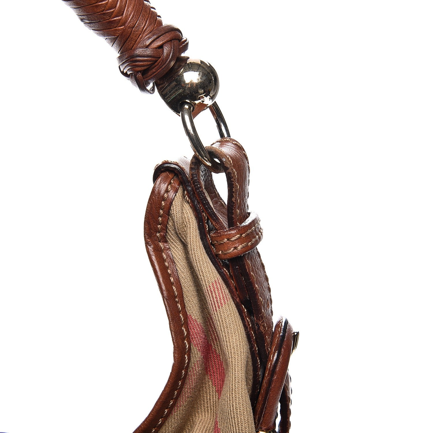 Burberry Canvas House Check Woven Hobo Brown 9 of 14