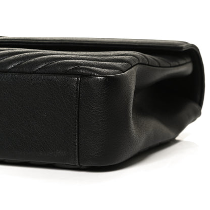 Saint Laurent Sheepskin Matelasse Chevron Monogram Large College Satchel Black 8 of 8