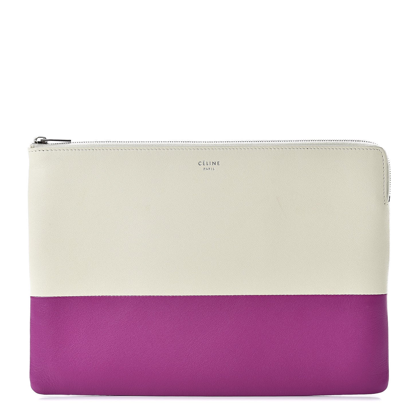 Lambskin Bi-Color Solo Clutch Pouch White Magenta