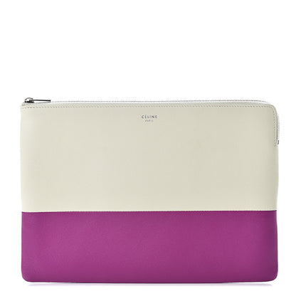 Celine Lambskin Bi-Color Solo Clutch Pouch White Magenta 1 of 10