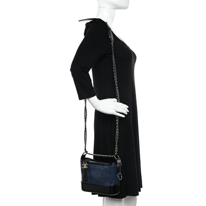 Chanel Aged Calfskin Quilted Small Gabrielle Hobo Navy Black 2 of 10