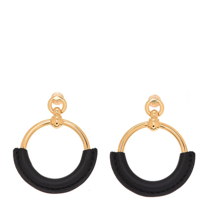 Hermes Swift Loop Earrings Gold Black 1 of 6