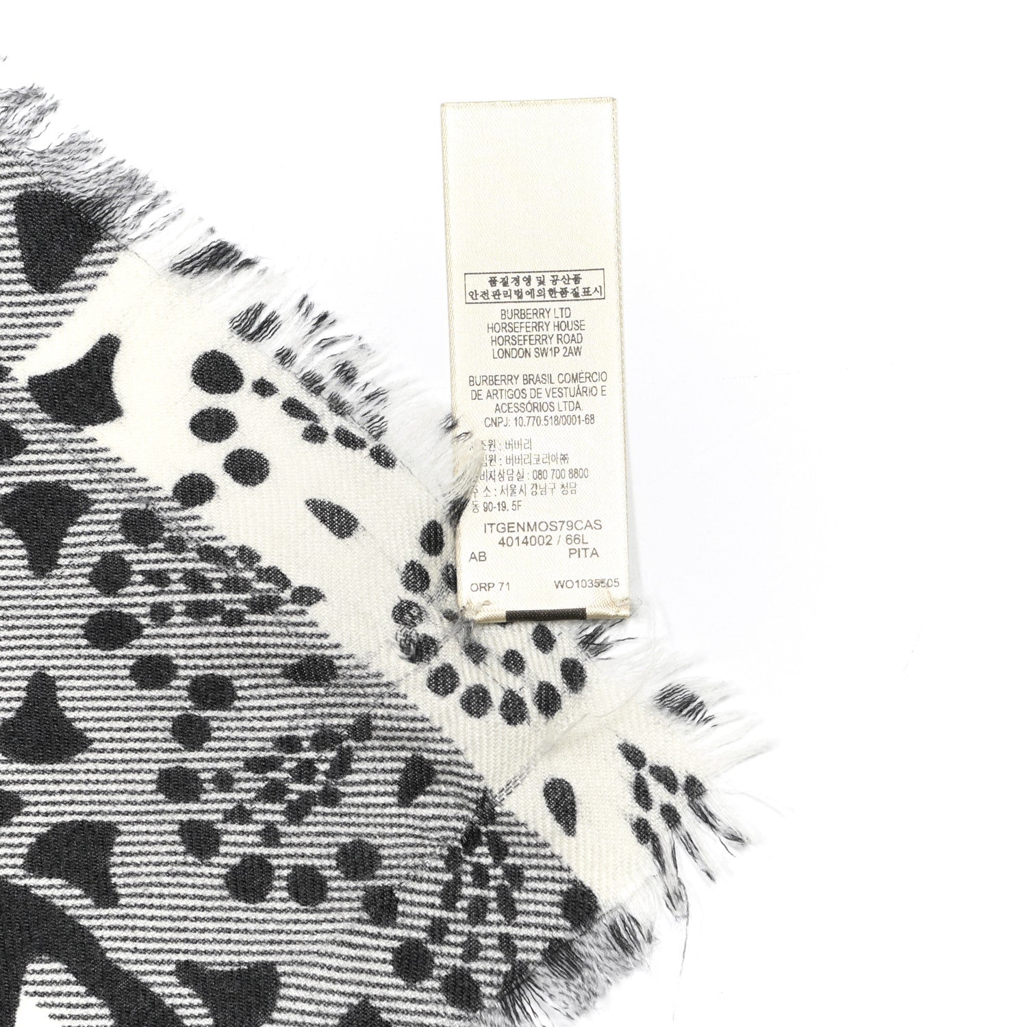 Burberry Cashmere Giant Check Patchwork Lace Print Scarf Black White 5 of 5