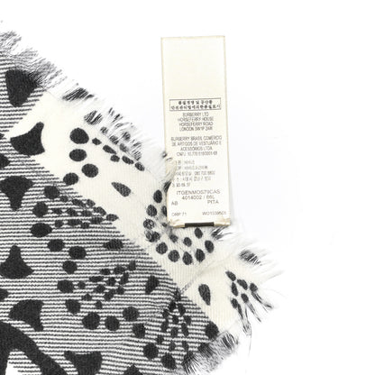 Burberry Cashmere Giant Check Patchwork Lace Print Scarf Black White 5 of 5