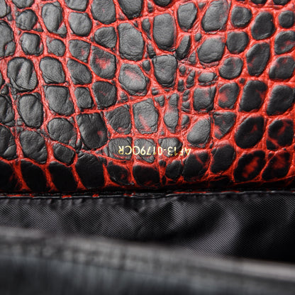 3.1 Phillip Lim 3.1 Calf Hair Calfskin Crocodile Embossed Medium Pashli Satchel Antique Red Black 11 of 12