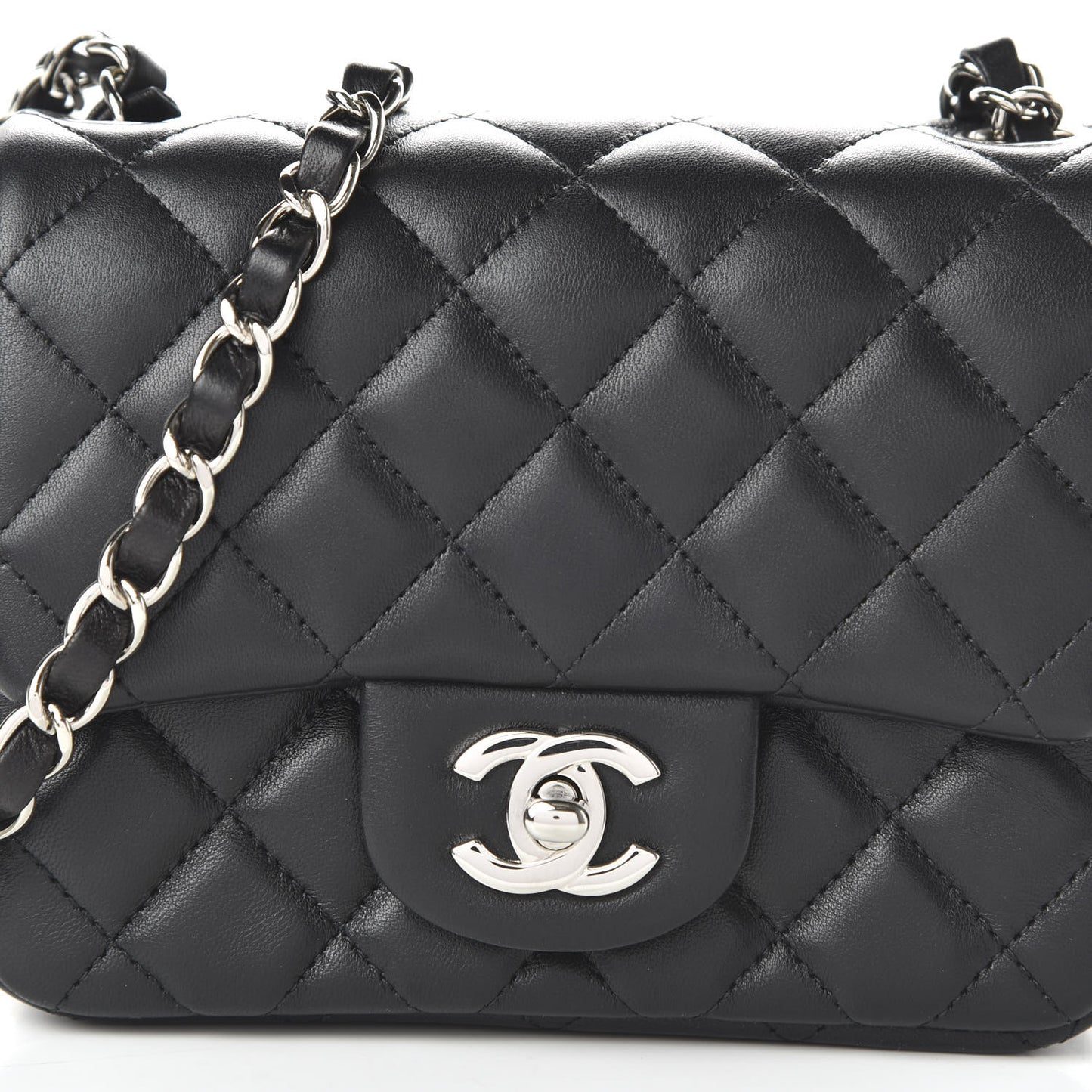Lambskin Quilted Mini Square Flap Black
