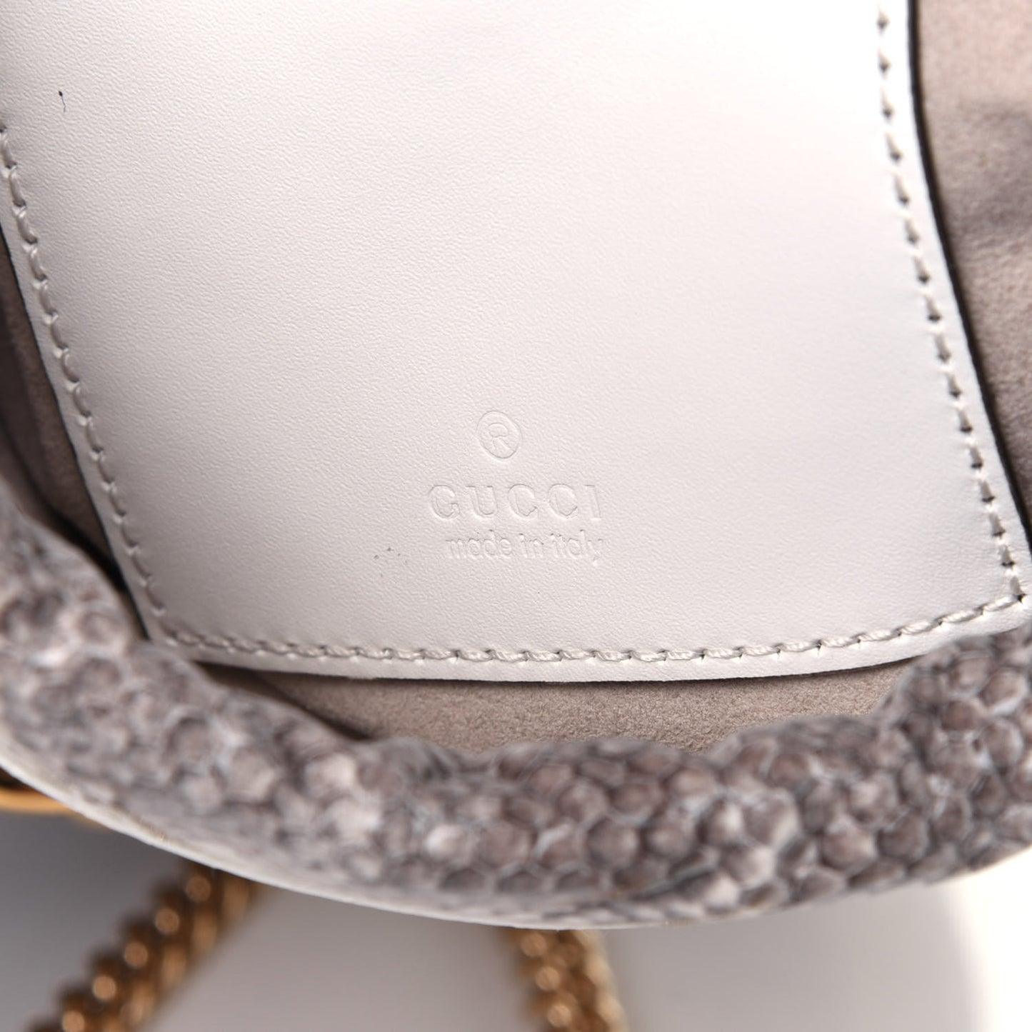Snakeskin Mini Zumi Bucket Bag Grey