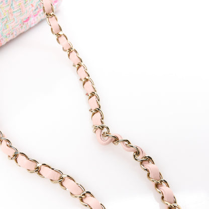 Chanel Tweed Quilted Mini Rectangular Flap Pink Green Orange Purple 12 of 13