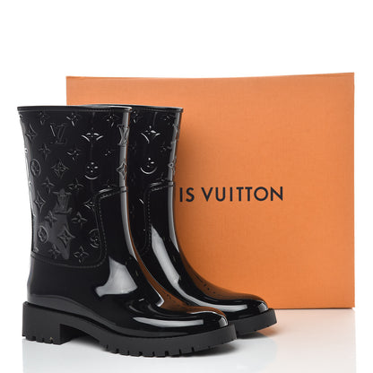 Louis Vuitton Rubber Embossed Monogram Drops Flat Half Boots 40 Black 8 of 8