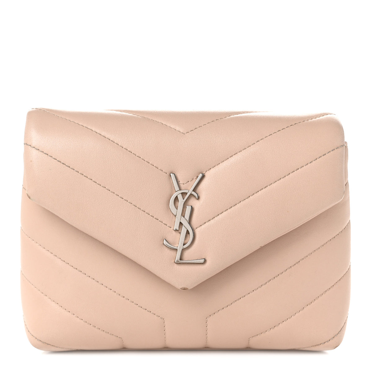 Saint Laurent Calfskin Y Quilted Monogram Toy Loulou Crossbody Bag Nude Powder 11 of 12