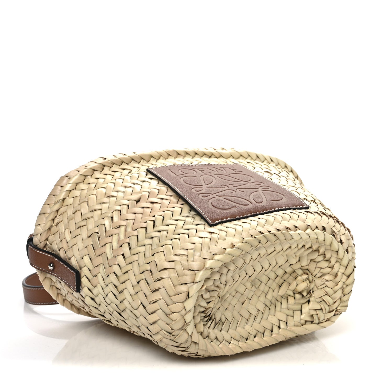 Leaf Palm Calfskin Mini Drawstring Bucket Bag Natural Tan