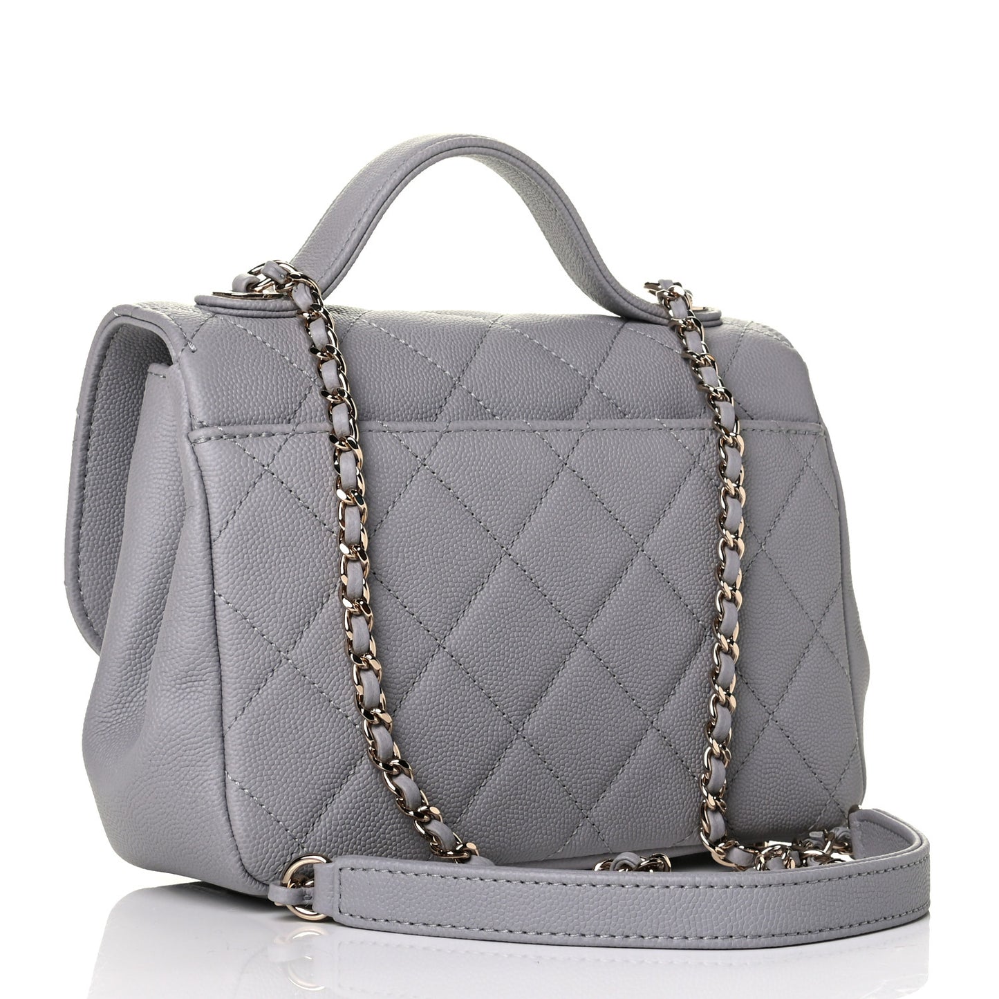 Caviar Quilted Small Business Affinity Flap Grey