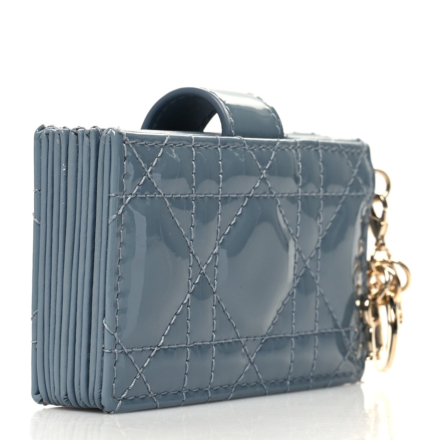 Christian Dior Patent Cannage Lady Dior 5 Gusset Card Holder Cloud Blue 3 of 9