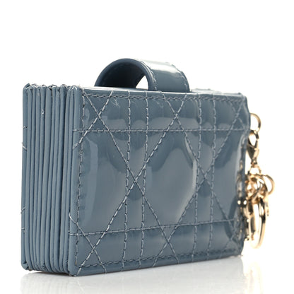 Christian Dior Patent Cannage Lady Dior 5 Gusset Card Holder Cloud Blue 3 of 9