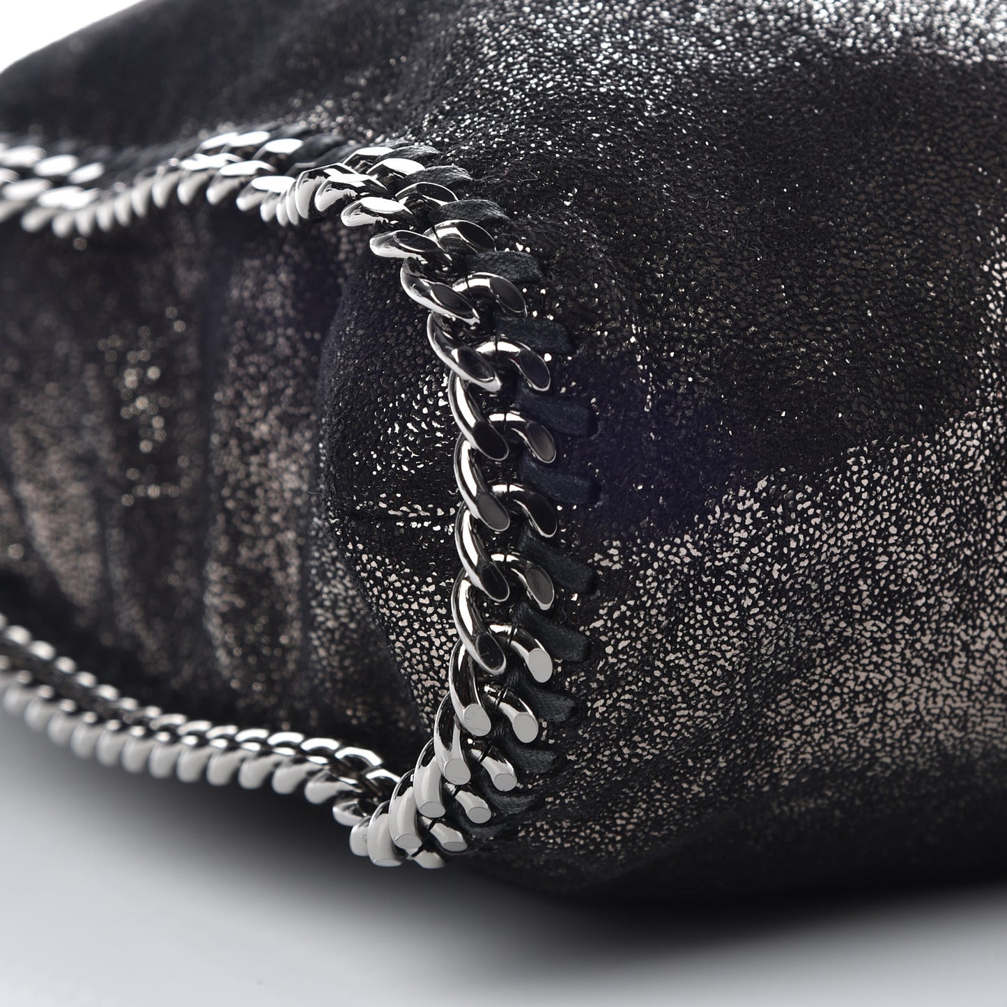 Chamois Shiny Dotted Small Falabella Tote Ruthenium