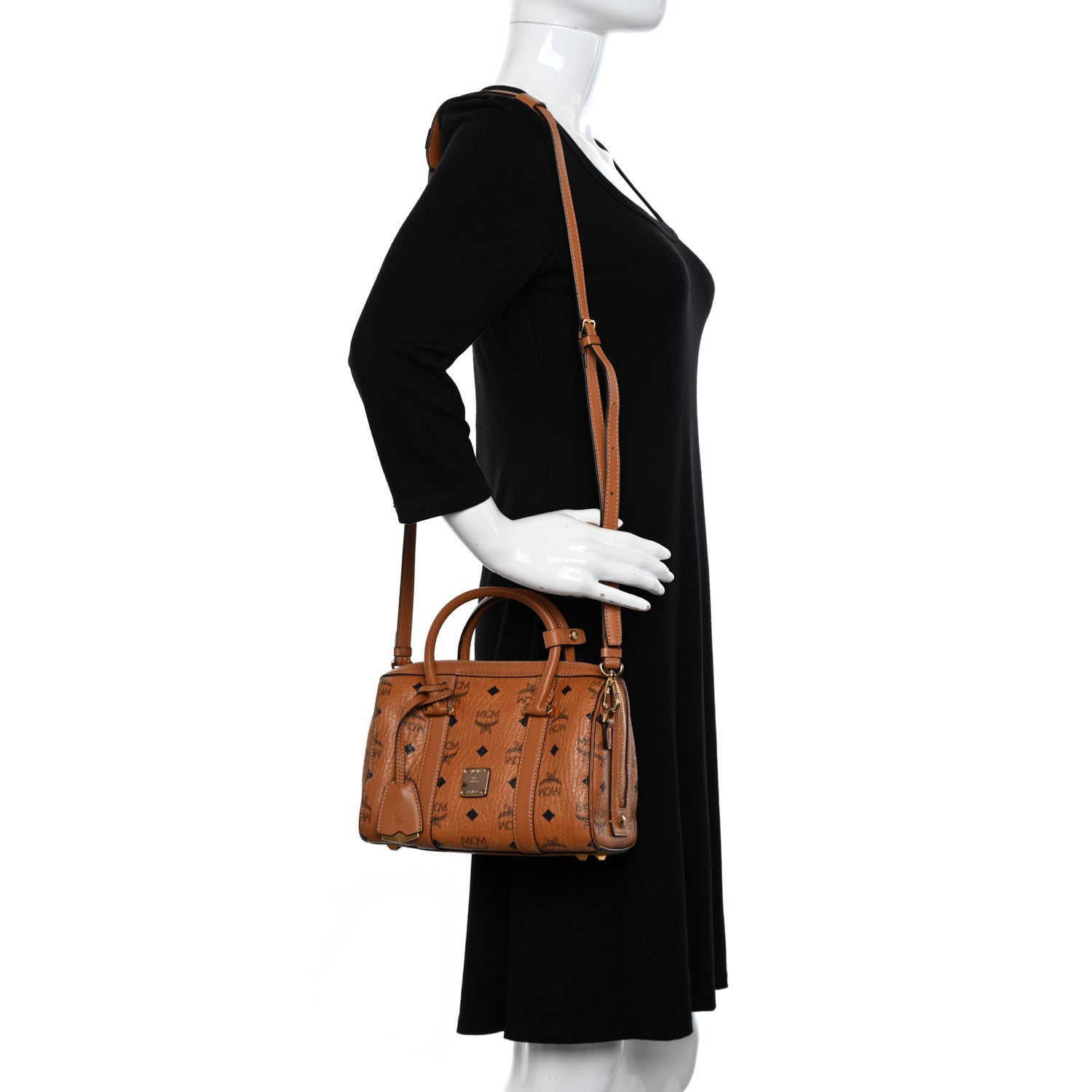MCM Visetos Small Boston Bag Cognac 2 of 14