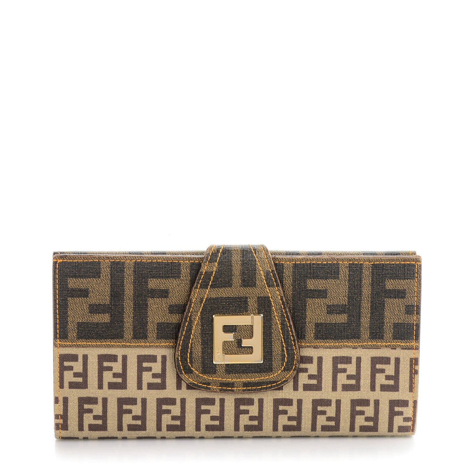 Fendi Zucca Zucchino Spalmati Continental Wallet Tobacco 1 of 7