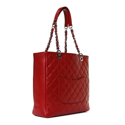 Chanel Caviar Quilted Vertical Grand Shopping Tote GST Red 2 of 11