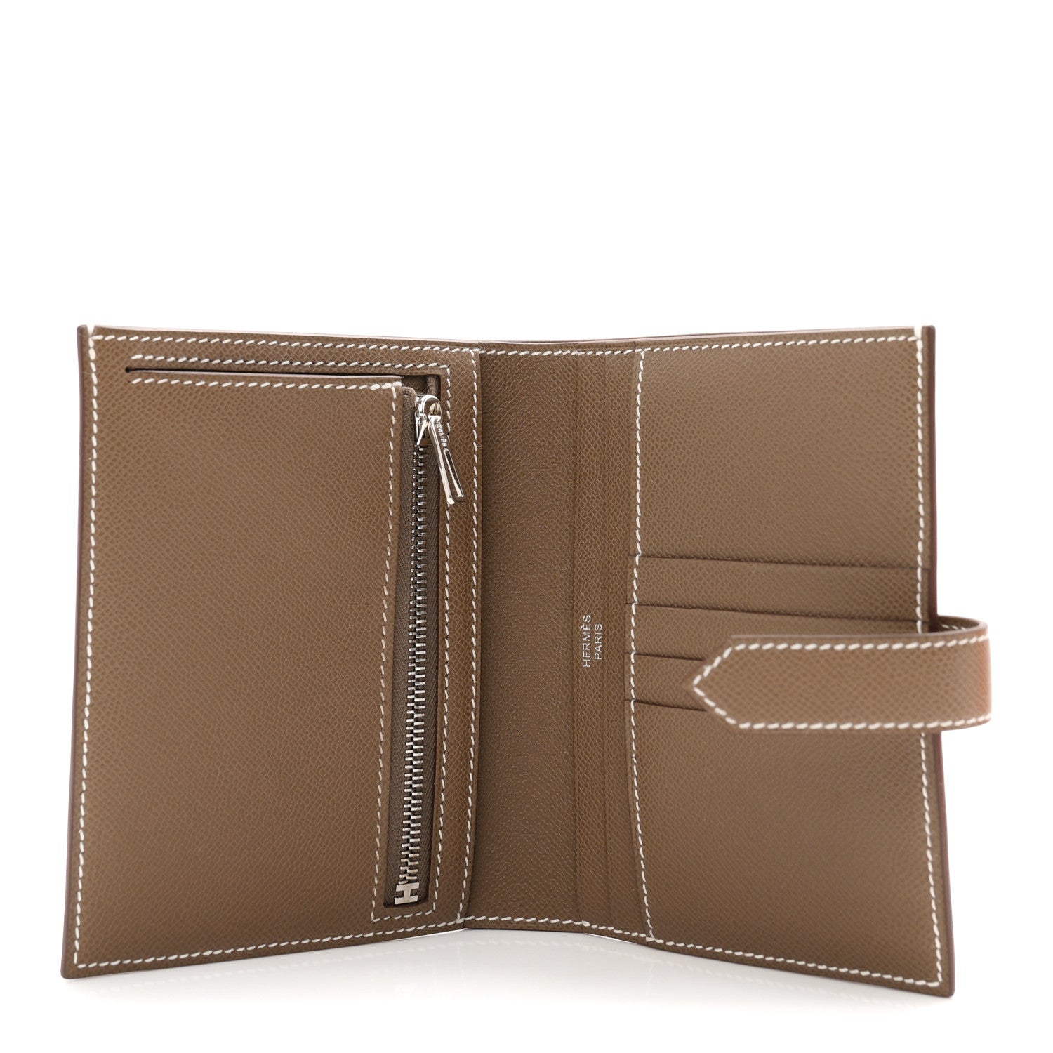 Hermes Madame Calfskin Bearn Compact Wallet Etoupe 4 of 7