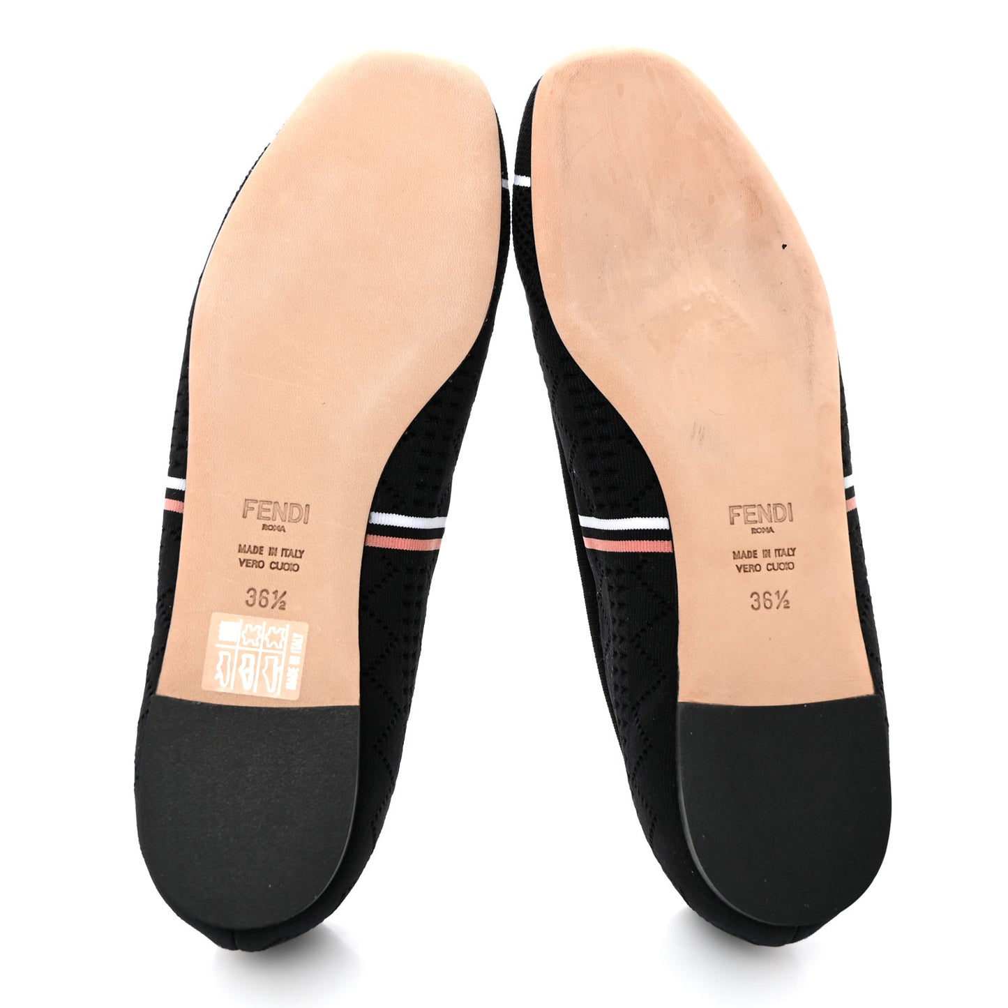 Technical Knit Logo Ballet Flats 36.5 Black White