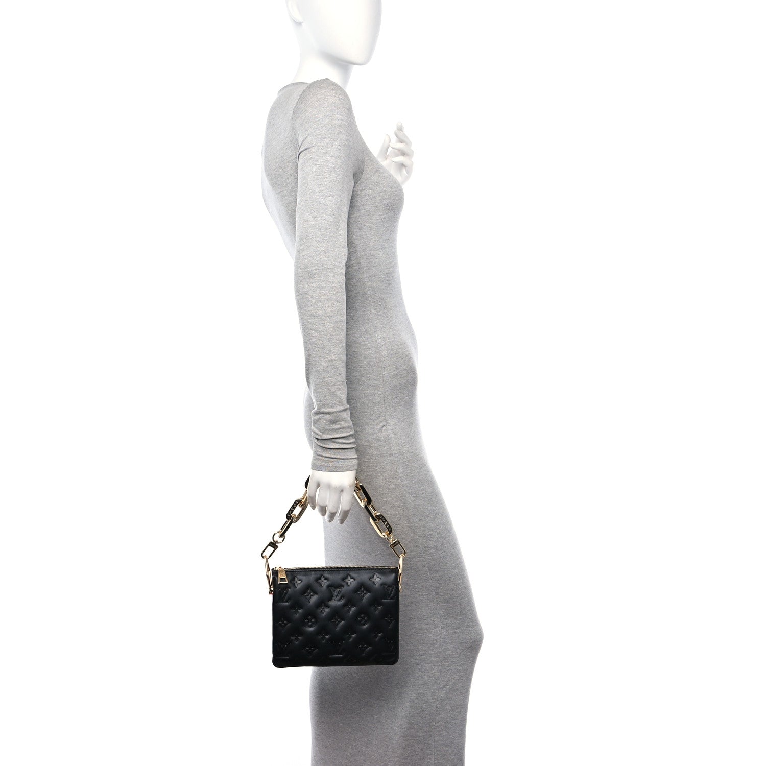 Louis Vuitton Lambskin Embossed Monogram Coussin BB Black 2 of 11