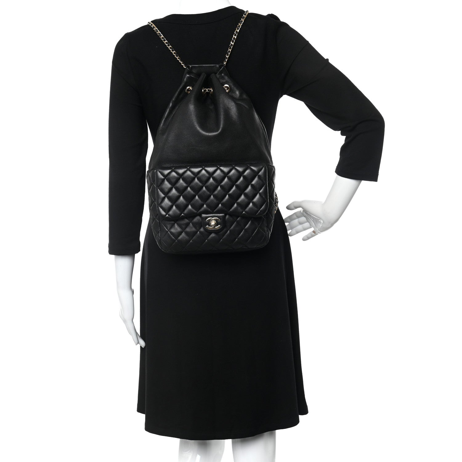 Chanel Lambskin Quilted Large In Seoul Backpack Black 2 of 12