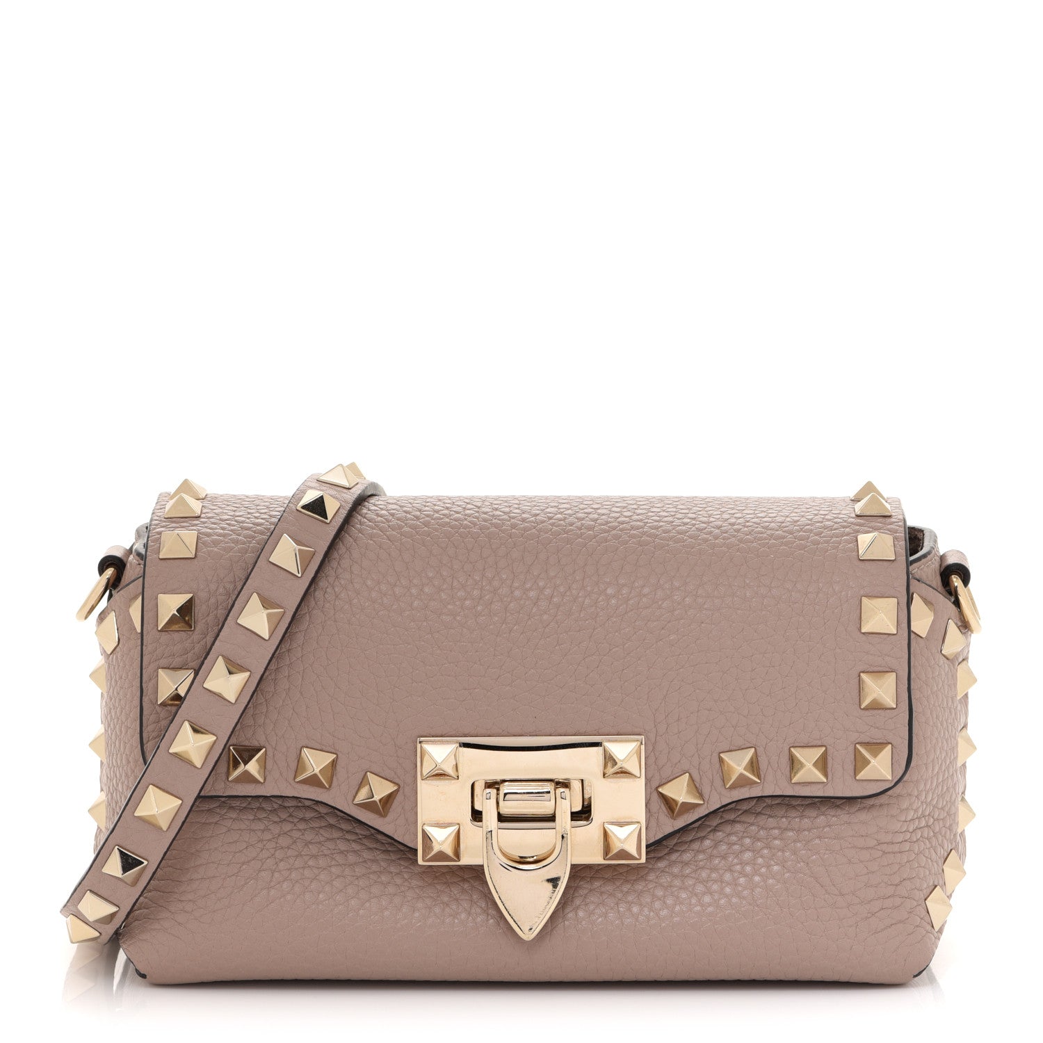 Valentino Garavani Pebbled Calfskin Mini Rockstud Crossbody Bag Poudre 1 of 10