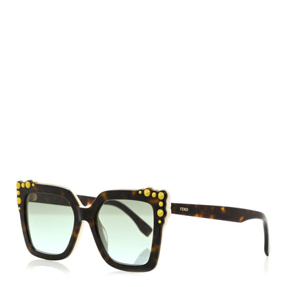 Fendi Studded Square Cat Eye Sunglasses FF 0260/S Havana 1 of 7