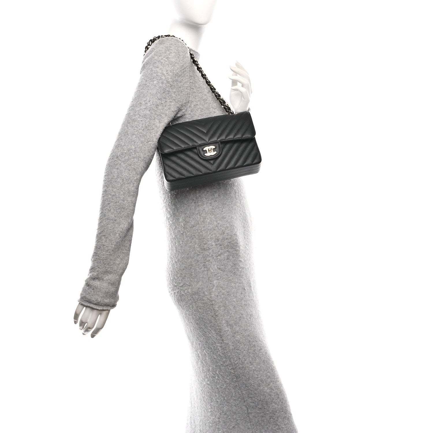 Chanel Caviar Chevron Quilted Small Double Flap Black 3 of 21
