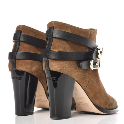 Jimmy Choo Suede Leopard Print Melba Ankle Boots 37 Brown 4 of 11