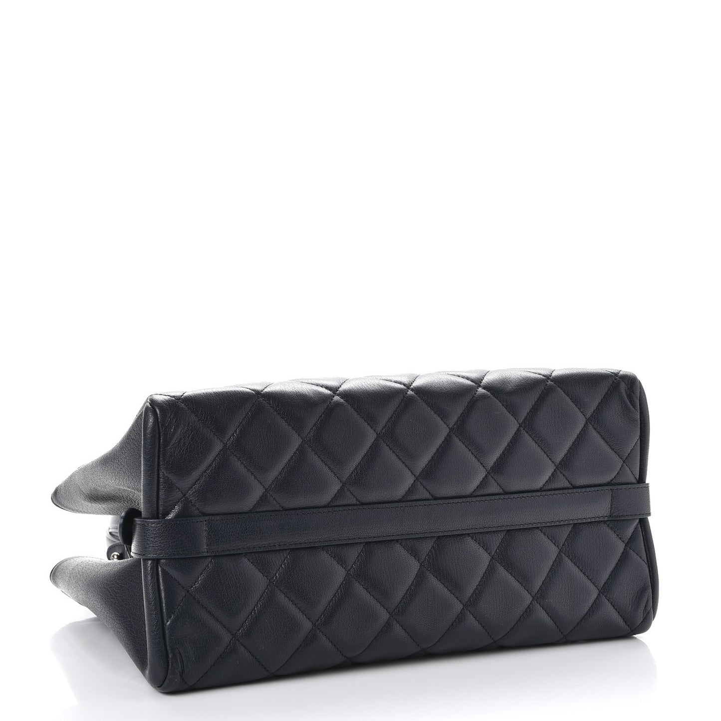 Goatskin Quilted Large City Rock Shopping Bag Navy