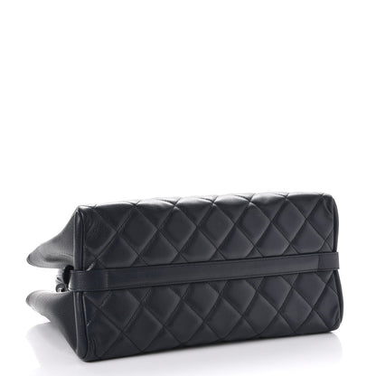 Chanel Goatskin Quilted Large City Rock Shopping Bag Navy 4 of 7