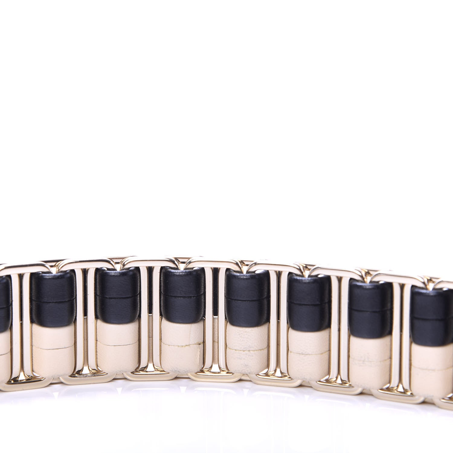 Chanel Lambskin Metal Belt 85 34 Black Beige 5 of 7