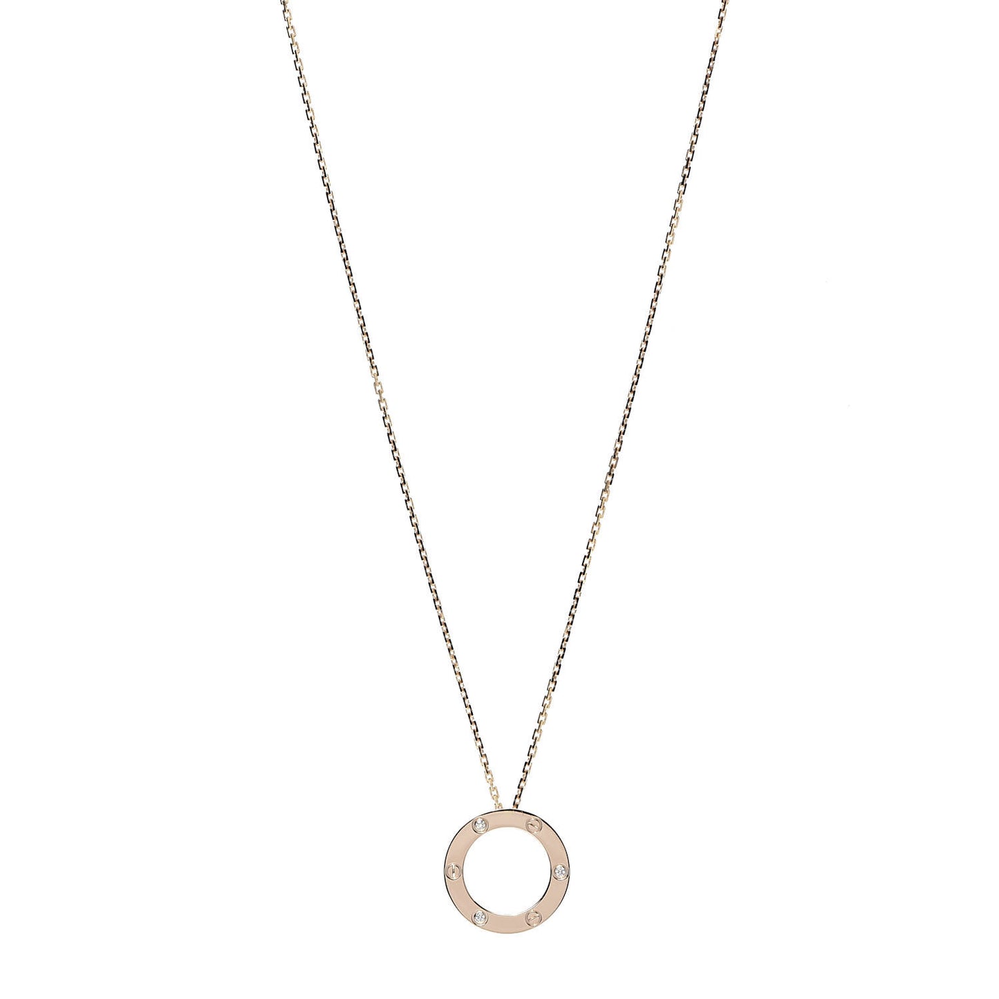 18K Pink Gold 3 Diamonds LOVE Pendant Necklace
