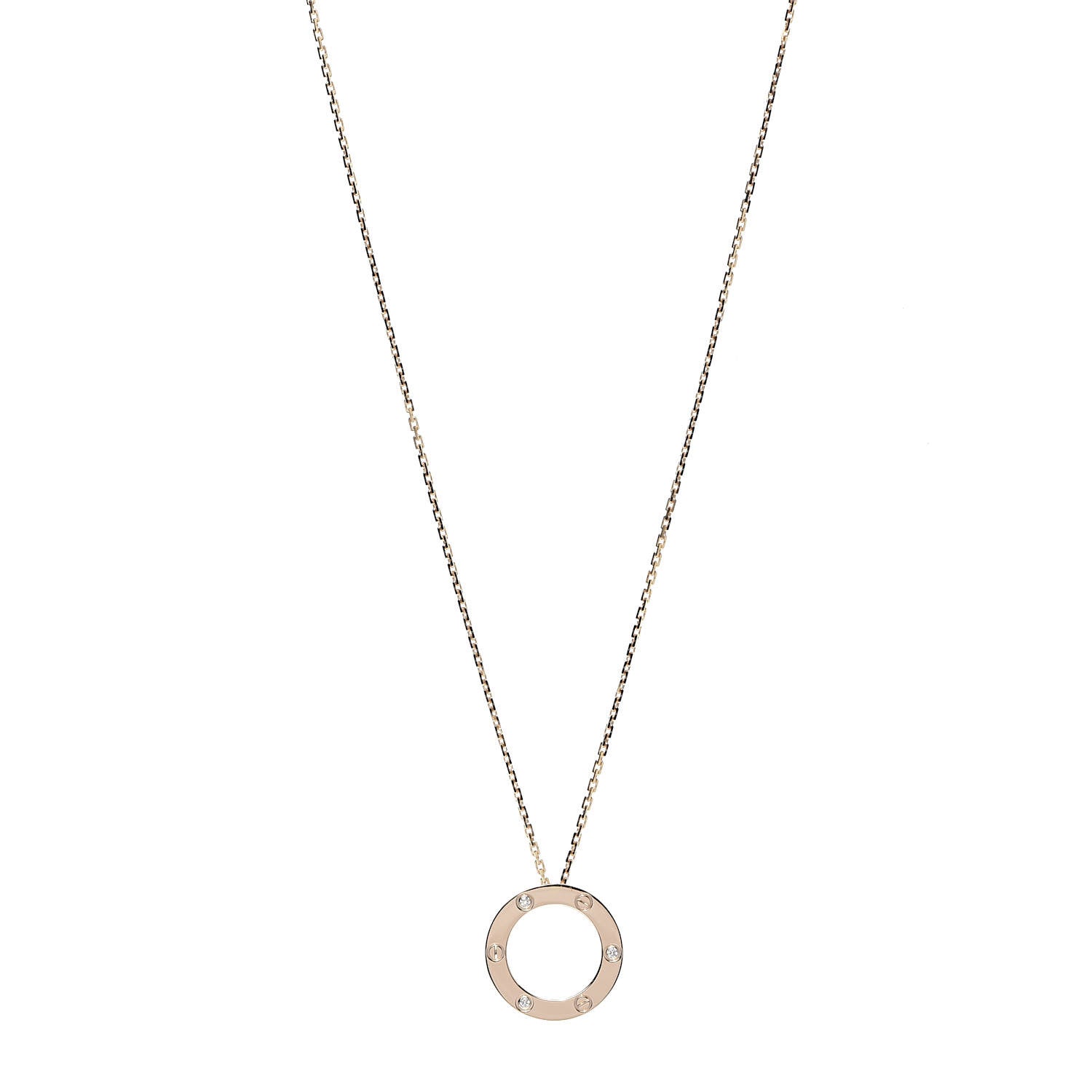 Cartier 18K Pink Gold 3 Diamonds LOVE Pendant Necklace 1 of 8